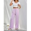 imageSOLY HUX Womens Striped Pants Drawstring High Waisted Wide Leg Long Pants with PocketsPink Striped