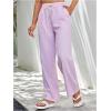 imageSOLY HUX Womens Striped Pants Drawstring High Waisted Wide Leg Long Pants with PocketsPink Striped