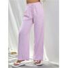 imageSOLY HUX Womens Striped Pants Drawstring High Waisted Wide Leg Long Pants with PocketsPink Striped