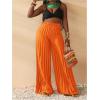 imageSOLY HUX Womens Wide Leg Palazzo Pleated Pants High Waisted Flowy Loose Dressy Casual Long TrousersPlain Orange