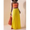 imageSOLY HUX Womens Wide Leg Palazzo Pleated Pants High Waisted Flowy Loose Dressy Casual Long TrousersPlain Yellow