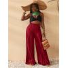 imageSOLY HUX Womens Wide Leg Palazzo Pleated Pants High Waisted Flowy Loose Dressy Casual Long TrousersRose Red