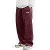 imageSOLY HUX Mens Corduroy Pants Casual Drawstring Elastic Waist Straight Leg Sweatpants with PocketsBurgundy Letter