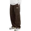 imageSOLY HUX Mens Corduroy Pants Casual Drawstring Elastic Waist Straight Leg Sweatpants with PocketsCoffee Brown Letter