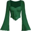 imageSOLY HUX Womens Long Bell Sleeve Tops Mesh Sweetheart Neck Going Out Crop Top Casual Asymmetrical T Shirts TeesPure Dark Green