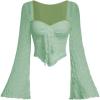 imageSOLY HUX Womens Long Bell Sleeve Tops Mesh Sweetheart Neck Going Out Crop Top Casual Asymmetrical T Shirts TeesPure Mint Green