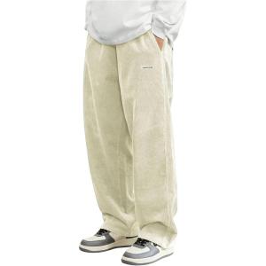 imageSOLY HUX Mens Corduroy Pants Casual Drawstring Elastic Waist Straight Leg Sweatpants with PocketsApricot Letter Patched