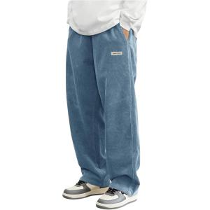 imageSOLY HUX Mens Corduroy Pants Casual Drawstring Elastic Waist Straight Leg Sweatpants with PocketsLight Blue Letter