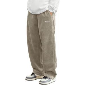 imageSOLY HUX Mens Corduroy Pants Casual Drawstring Elastic Waist Straight Leg Sweatpants with PocketsLight Khaki Letter