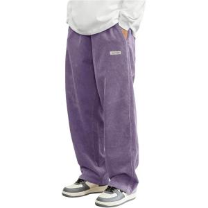 imageSOLY HUX Mens Corduroy Pants Casual Drawstring Elastic Waist Straight Leg Sweatpants with PocketsPurple Letter