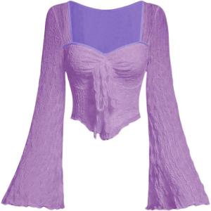 imageSOLY HUX Womens Long Bell Sleeve Tops Mesh Sweetheart Neck Going Out Crop Top Casual Asymmetrical T Shirts TeesPure Mauve Purple