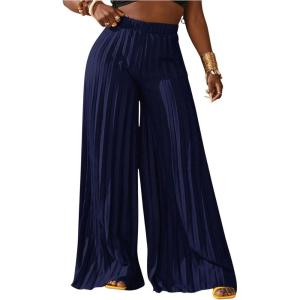 imageSOLY HUX Womens Wide Leg Palazzo Pleated Pants High Waisted Flowy Loose Dressy Casual Long TrousersDark Blue