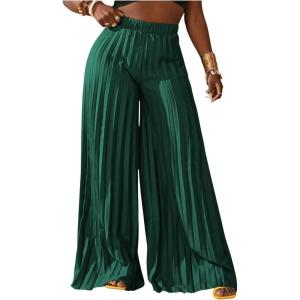 imageSOLY HUX Womens Wide Leg Palazzo Pleated Pants High Waisted Flowy Loose Dressy Casual Long TrousersDark Green
