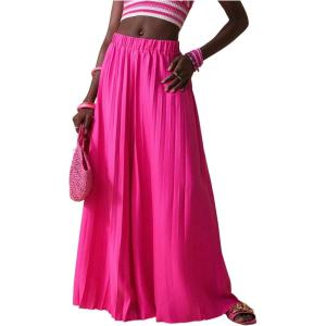 imageSOLY HUX Womens Wide Leg Palazzo Pleated Pants High Waisted Flowy Loose Dressy Casual Long TrousersHot Pink