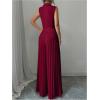 imageSOLY HUX Womens 2 Piece Business Outfit Button Down Lapel Collar Crop Vest Top and Pleated Pants SetPure Burgundy