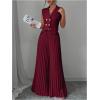 imageSOLY HUX Womens 2 Piece Business Outfit Button Down Lapel Collar Crop Vest Top and Pleated Pants SetPure Burgundy