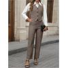 imageSOLY HUX Womens 2 Piece Outfits V Neck Button Down Sleeveless Blazer Vest and Pants Work Office SetKhaki