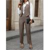 imageSOLY HUX Womens 2 Piece Outfits V Neck Button Down Sleeveless Blazer Vest and Pants Work Office SetKhaki