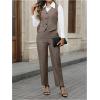 imageSOLY HUX Womens 2 Piece Outfits V Neck Button Down Sleeveless Blazer Vest and Pants Work Office SetKhaki