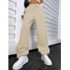 imageSOLY HUX Womens Cargo Pants Elastic High Waisted Loose Straight Jogger Leg Pocket Trousers Y2K PantsPure Apricot