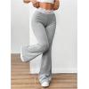 imageSOLY HUX Womens Flare Leg Pants Elastic Lace Trim High Waist Casual Long Pants TrousersPlain Grey