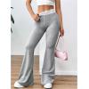 imageSOLY HUX Womens Flare Leg Pants Elastic Lace Trim High Waist Casual Long Pants TrousersPlain Grey