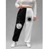 imageSOLY HUX Womens Graphic Letter Print Elastic Waist Sweatpants Color Block Cozy Running Joggers PantsBlack White Sun