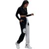 imageSOLY HUX Womens Graphic Letter Print Elastic Waist Sweatpants Color Block Cozy Running Joggers PantsGraphic Black and White