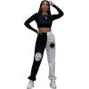 imageSOLY HUX Womens Graphic Letter Print Elastic Waist Sweatpants Color Block Cozy Running Joggers PantsGraphic Black and White