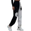 imageSOLY HUX Womens Graphic Letter Print Elastic Waist Sweatpants Color Block Cozy Running Joggers PantsGraphic Black and White
