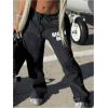 imageSOLY HUX Womens Graphic Sweatpants Letter Print Drawstring Elastic Waist Long PantsBlack Letter
