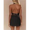 imageSOLY HUX Womens PU Leather Halter Tank Tops Sexy Deep V Neck Asymmetrical Vest Corset Party ClubwearPure Black