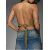 imageSOLY HUX Womens PU Leather Halter Tank Tops Sexy Deep V Neck Asymmetrical Vest Corset Party ClubwearPure Khaki