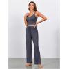 imageSOLY HUX Womens Pajama Set Lounge Sets 3 Pack PJs Lace Crop Tank Tops and Long Pants SleepwearBlack Grey Burgundy