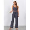 imageSOLY HUX Womens Pajama Set Lounge Sets 3 Pack PJs Lace Crop Tank Tops and Long Pants SleepwearBlack Grey Burgundy