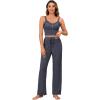 imageSOLY HUX Womens Pajama Set Lounge Sets 3 Pack PJs Lace Crop Tank Tops and Long Pants SleepwearBlack Grey Burgundy