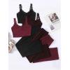 imageSOLY HUX Womens Pajama Set Lounge Sets 3 Pack PJs Lace Crop Tank Tops and Long Pants SleepwearBurgundy Black Multi