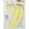 imageSOLY HUX Womens Pajama Set Lounge Sets 3 Pack PJs Lace Crop Tank Tops and Long Pants SleepwearGreen Blue Yellow