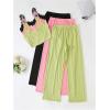 imageSOLY HUX Womens Pajama Set Lounge Sets 3 Pack PJs Lace Crop Tank Tops and Long Pants SleepwearGreen Pink Black