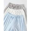imageSOLY HUX Womens Pajama Set Lounge Sets 3 Pack PJs Lace Crop Tank Tops and Long Pants SleepwearGrey White Blue