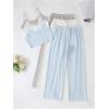 imageSOLY HUX Womens Pajama Set Lounge Sets 3 Pack PJs Lace Crop Tank Tops and Long Pants SleepwearGrey White Blue
