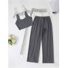 imageSOLY HUX Womens Pajama Set Lounge Sets 3 Pack PJs Lace Crop Tank Tops and Long Pants SleepwearGrey White Multi