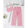 imageSOLY HUX Womens Pajama Set Lounge Sets 3 Pack PJs Lace Crop Tank Tops and Long Pants SleepwearPink White Grey