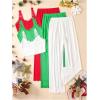 imageSOLY HUX Womens Pajama Set Lounge Sets 3 Pack PJs Lace Crop Tank Tops and Long Pants SleepwearWhite Green Red