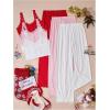 imageSOLY HUX Womens Pajama Set Lounge Sets 3 Pack PJs Lace Crop Tank Tops and Long Pants SleepwearWhite Pink Red