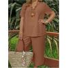 imageSOLY HUX Womens Plus Size 2 Piece Summer Outfits Notched V Neck Short Sleeve Tops and Capris Pants SetPlain Khaki