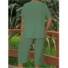 imageSOLY HUX Womens Plus Size 2 Piece Summer Outfits Notched V Neck Short Sleeve Tops and Capris Pants SetPlain Light Green