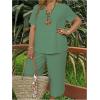 imageSOLY HUX Womens Plus Size 2 Piece Summer Outfits Notched V Neck Short Sleeve Tops and Capris Pants SetPlain Light Green