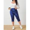 imageSOLY HUX Womens Plus Size Camo Print Capris Leggings High Waisted Workout Yoga Pants with PocketsRoyal Blue Camo