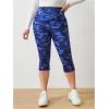 imageSOLY HUX Womens Plus Size Camo Print Capris Leggings High Waisted Workout Yoga Pants with PocketsRoyal Blue Camo